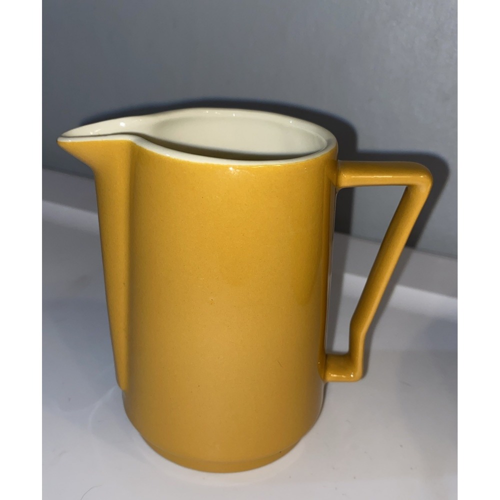 Vintage Creamer MCM 1970s Homer Laughlin Morocco Pattern Mustard & White